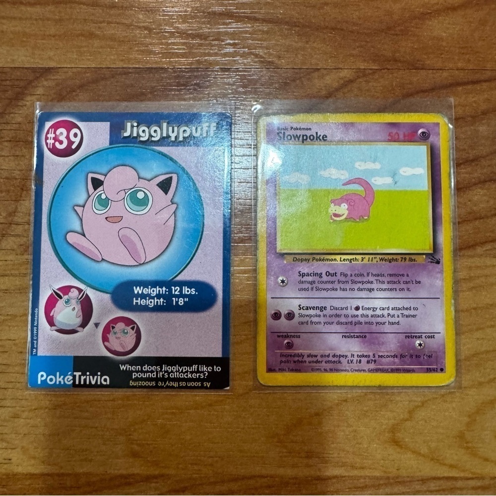 Pokemon Card 1st Edition Uncommon Fossil Set 1999 Slowpoke 55/62 + Another Card